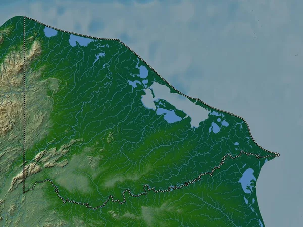 Gracias Dios Департамент Гондурасу Кольорові Карти Висот Озерами Річками — стокове фото