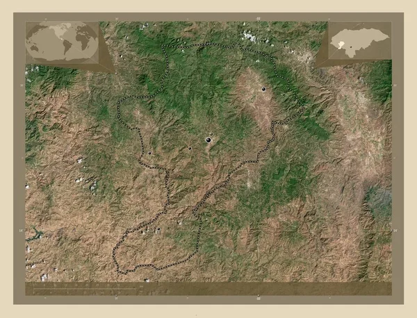 Інтібука Департамент Гондурасу Супутникова Карта Високої Роздільної Здатності Розташування Великих — стокове фото
