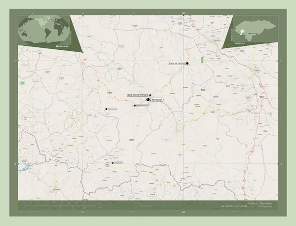 Интибука Департамент Гондураса Карта Улиц Места Названия Крупных Городов Области — стоковое фото