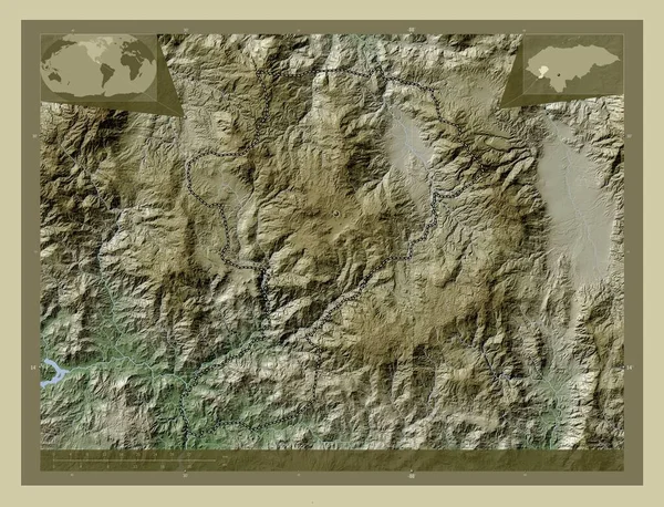 Ιντιμπούκα Τμήμα Ονδούρας Υψόμετρο Χάρτη Χρωματισμένο Στυλ Wiki Λίμνες Και — Φωτογραφία Αρχείου