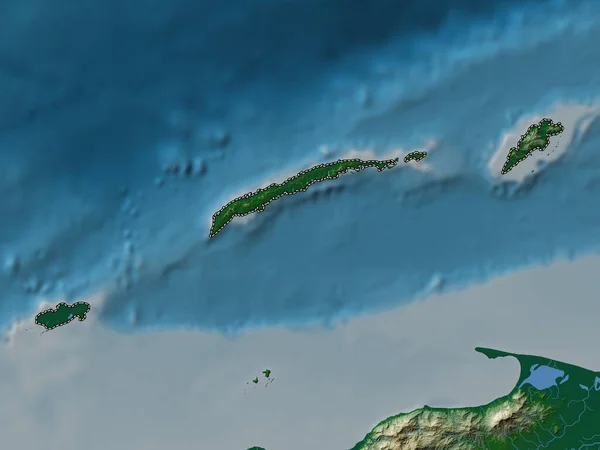Islas Bahia Departamento Honduras Mapa Elevação Colorido Com Lagos Rios — Fotografia de Stock