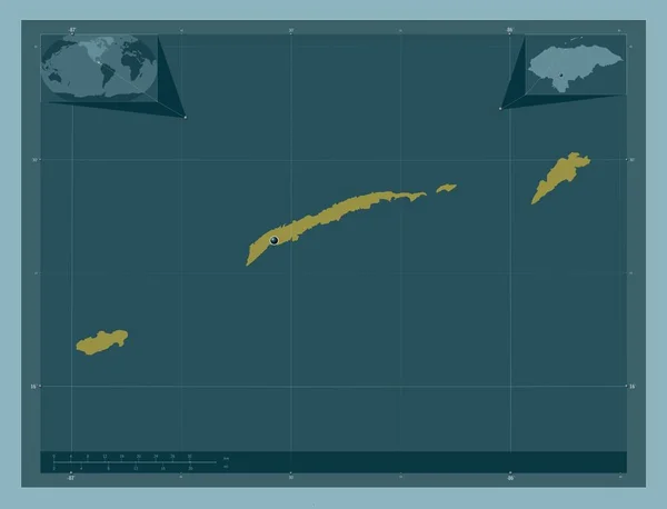 Islas Bahia Departamento Honduras Forma Cor Sólida Mapa Localização Auxiliar — Fotografia de Stock