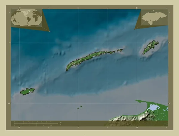 Islas Bahía Departamento Honduras Mapa Elevación Coloreado Estilo Wiki Con —  Fotos de Stock