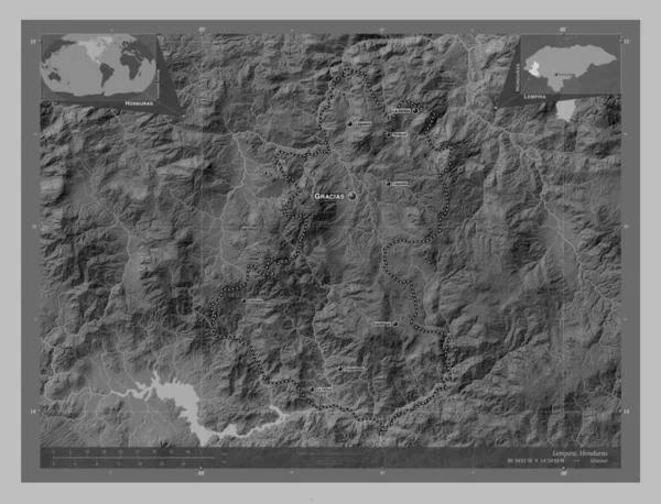 Λεμπίρα Τμήμα Ονδούρας Υψόμετρο Διαβαθμίσεων Του Γκρι Λίμνες Και Ποτάμια — Φωτογραφία Αρχείου