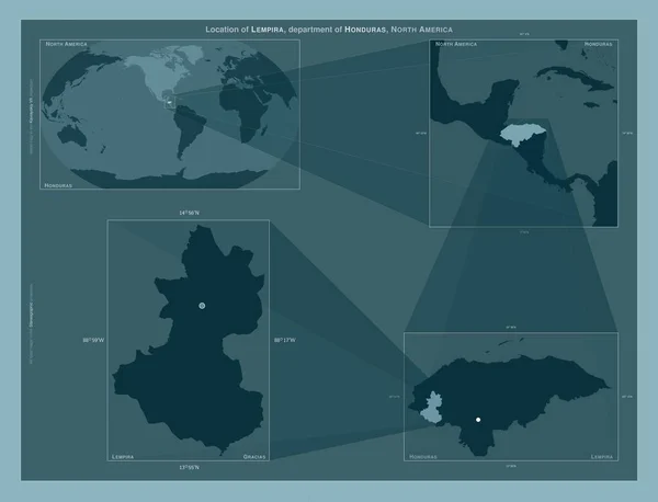 Lempira Departamento Honduras Diagrama Que Muestra Ubicación Región Mapas Gran — Foto de Stock