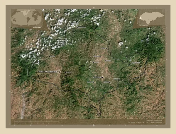Ocotepeque Кафедра Гондурасу Супутникова Карта Високої Роздільної Здатності Місця Розташування — стокове фото
