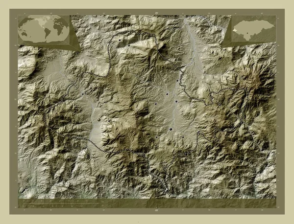 Οκοτεπέκ Τμήμα Ονδούρας Υψόμετρο Χάρτη Χρωματισμένο Στυλ Wiki Λίμνες Και — Φωτογραφία Αρχείου