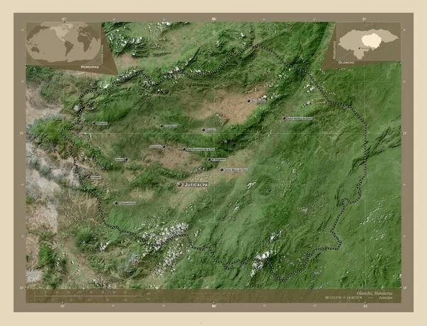 Olancho Departamento Honduras Mapa Satelital Alta Resolución Ubicaciones Nombres Las —  Fotos de Stock