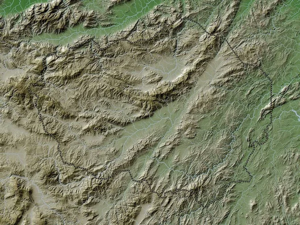 Olancho Departament Hondurasu Mapa Wzniesień Kolorowa Stylu Wiki Jeziorami Rzekami — Zdjęcie stockowe