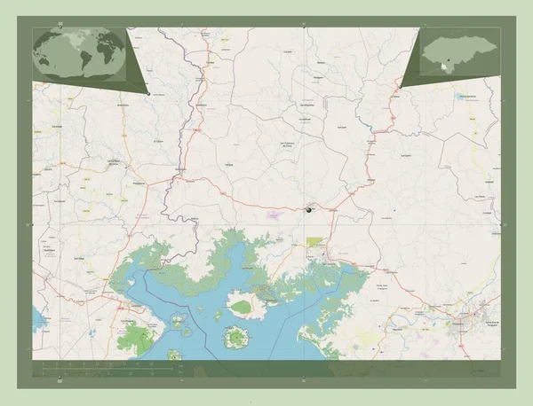 Валле Департамент Гондураса Карта Улиц Вспомогательные Карты Расположения Углов — стоковое фото