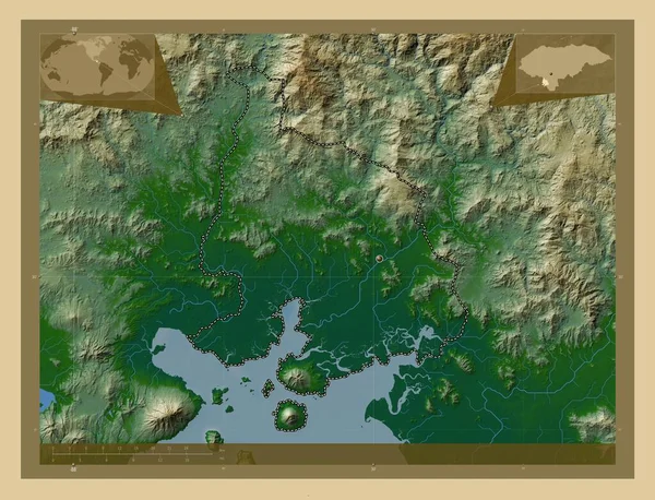 Valle Departementet Honduras Färgade Höjd Karta Med Sjöar Och Floder — Stockfoto