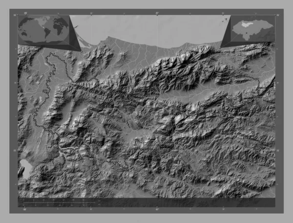 Yoro Τμήμα Ονδούρας Bilevel Υψομετρικός Χάρτης Λίμνες Και Ποτάμια Γωνιακοί — Φωτογραφία Αρχείου
