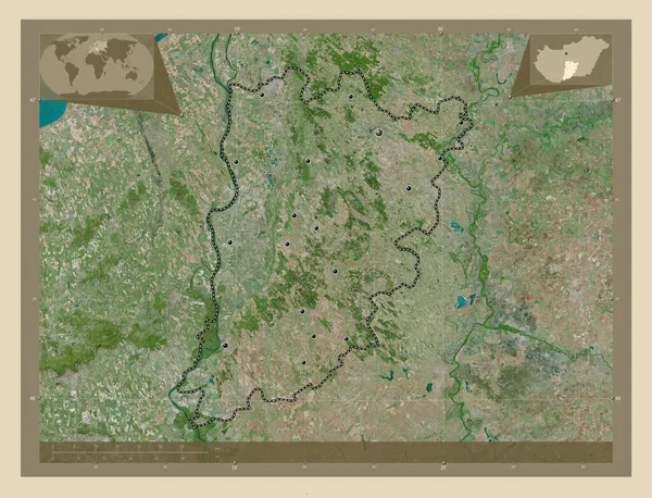 Bacs Kiskun Kreis Ungarn Hochauflösende Satellitenkarte Standorte Der Wichtigsten Städte — Stockfoto