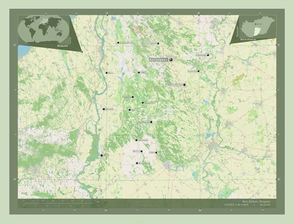 Bacs Kiskun Condado Hungria Abrir Mapa Rua Locais Nomes Das — Fotografia de Stock