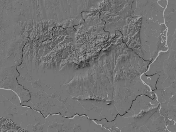 Baranya 匈牙利县 附有湖泊和河流的比尔韦勒高地图 — 图库照片