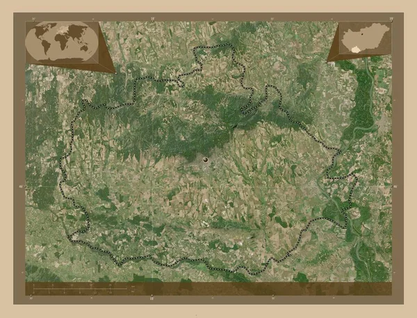 ハンガリーの郡Baranya 低解像度衛星地図 コーナー補助位置図 — ストック写真