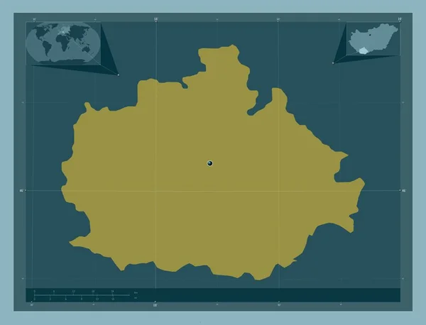 ハンガリーの郡Baranya しっかりした色の形 コーナー補助位置図 — ストック写真