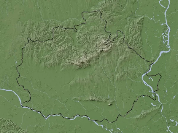 Baranya 匈牙利县 带有湖泊和河流的Wiki风格的高程图 — 图库照片