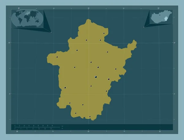 Bekes Provincie Van Hongarije Stevige Kleurvorm Locaties Van Grote Steden — Stockfoto