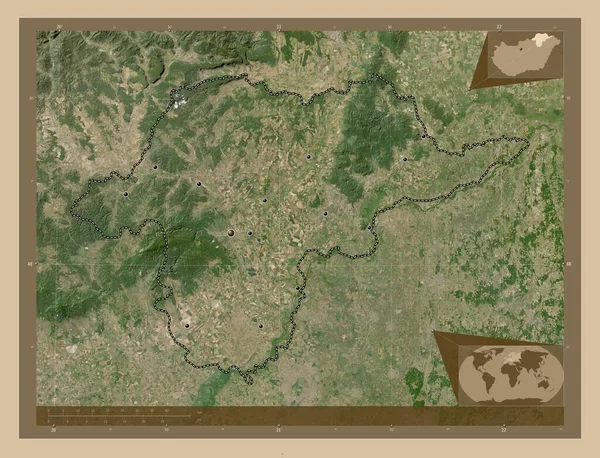 Borsod Abauj Zemplen Угорський Округ Супутникова Карта Низькою Роздільною Здатністю — стокове фото