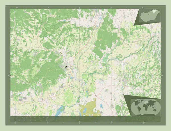 Borsod Abauj Zemplen Provincie Hongarije Open Plattegrond Hulplocatiekaarten Hoek — Stockfoto