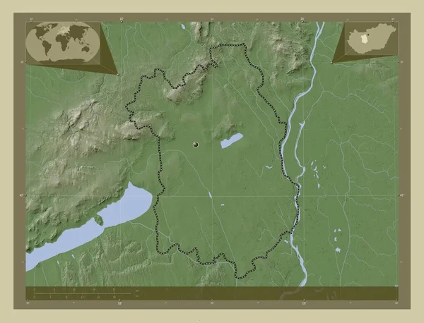 Fejer Okres Maďarsko Zdvihová Mapa Zbarvená Stylu Wiki Jezery Řekami — Stock fotografie