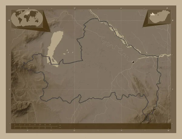 Дьёр Мосон Шопрон Графство Венгрия Карта Высоты Окрашенная Сепиевые Тона — стоковое фото
