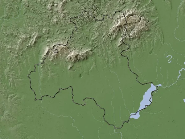 Heves, county of Hungary. Elevation map colored in wiki style with lakes and rivers
