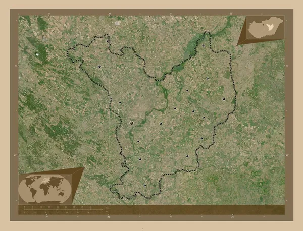 Jasz Nagykun Szolnok Contea Ungheria Mappa Satellitare Bassa Risoluzione Località — Foto Stock
