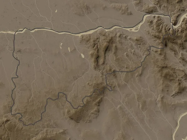 Komarom Esztergom Powiat Węgierski Mapa Wzniesień Kolorowe Sepia Dźwięki Jeziorami — Zdjęcie stockowe