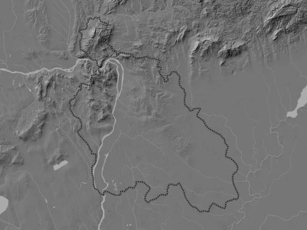 Pest Condado Hungría Mapa Elevación Bilevel Con Lagos Ríos — Foto de Stock