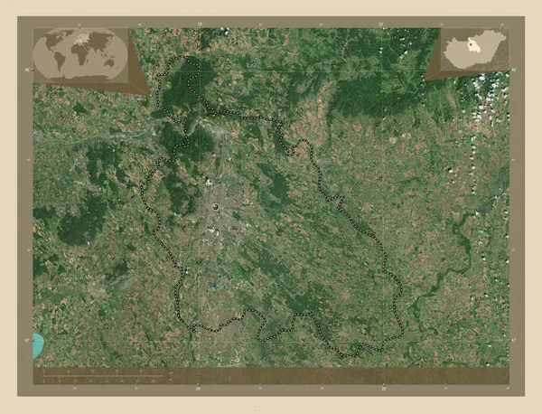Pest Comté Hongrie Carte Satellite Haute Résolution Corner Cartes Localisation — Photo