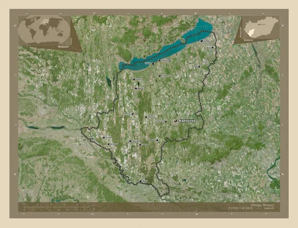 Somogy Okres Maďarsko Satelitní Mapa Vysokým Rozlišením Umístění Názvy Velkých — Stock fotografie