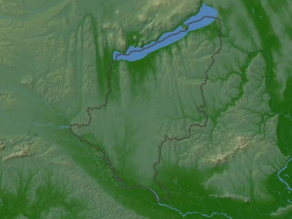 Somogy County Hungary Кольорові Карти Висот Озерами Річками — стокове фото