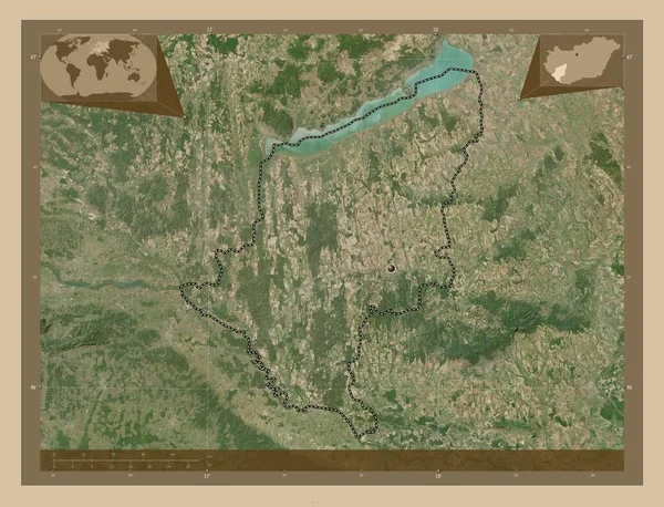 Somogy Επαρχία Της Ουγγαρίας Δορυφορικός Χάρτης Χαμηλής Ανάλυσης Γωνιακοί Χάρτες — Φωτογραφία Αρχείου