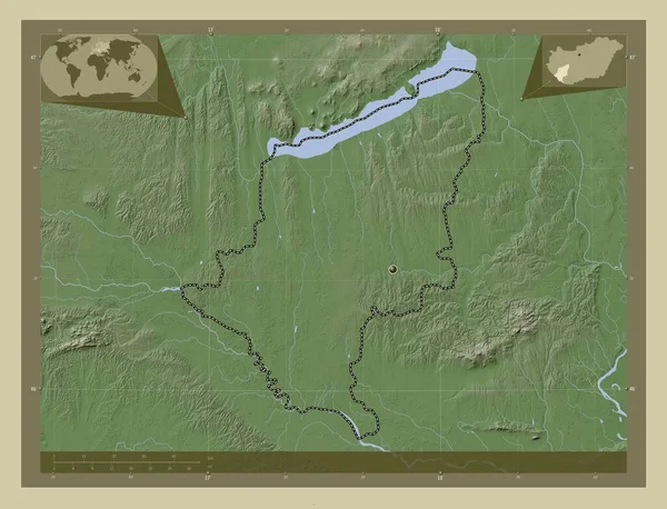 Сомоги Округ Венгрия Карта Высоты Окрашенная Вики Стиле Озерами Реками — стоковое фото