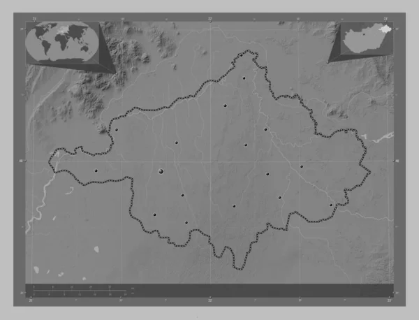 Szabolcs Szatmar Bereg Comté Hongrie Carte Altitude Niveaux Gris Avec — Photo