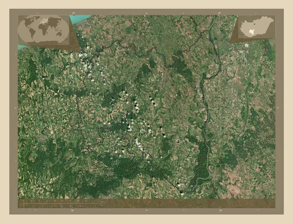 Tolna Powiat Węgierski Mapa Satelity Wysokiej Rozdzielczości Pomocnicze Mapy Położenia — Zdjęcie stockowe