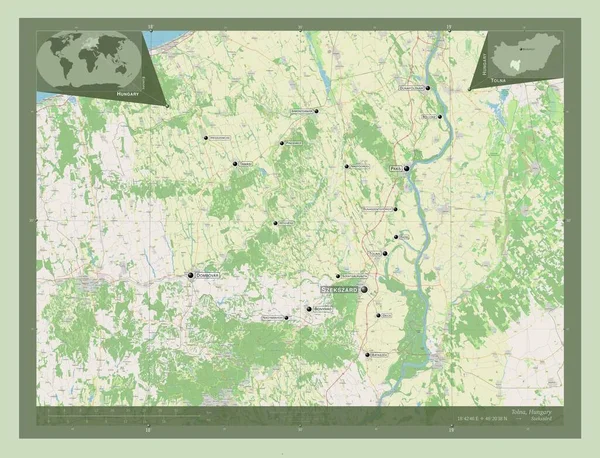 Толна Графство Венгрия Карта Улиц Места Названия Крупных Городов Области — стоковое фото