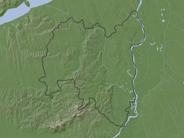 Tolna, county of Hungary. Elevation map colored in wiki style with lakes and rivers