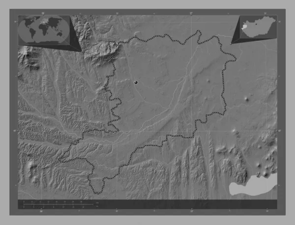 Vas Okres Maďarsko Mapa Nadmořské Výšky Jezery Řekami Pomocné Mapy — Stock fotografie