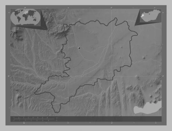 Vas Επαρχία Της Ουγγαρίας Υψόμετρο Διαβαθμίσεων Του Γκρι Λίμνες Και — Φωτογραφία Αρχείου