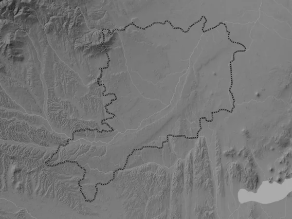 ハンガリーの郡Vas 湖や川とグレースケール標高マップ — ストック写真