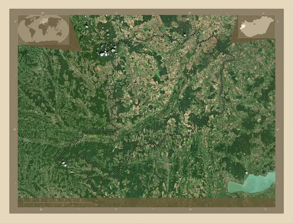 Vas County Hungary High Resolution Satellite Map Corner Auxiliary Location — Stock Photo, Image