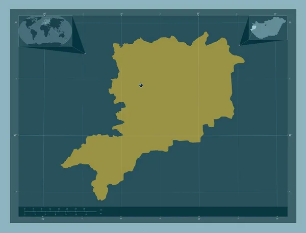 Vas Condado Hungría Forma Color Sólido Mapas Ubicación Auxiliares Esquina —  Fotos de Stock