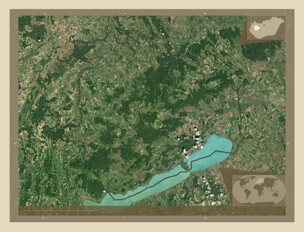 Veszprem Επαρχία Της Ουγγαρίας Υψηλής Ανάλυσης Δορυφορικός Χάρτης Γωνιακοί Χάρτες — Φωτογραφία Αρχείου