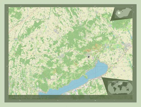 Veszprem Provincie Hongarije Open Plattegrond Hulplocatiekaarten Hoek — Stockfoto