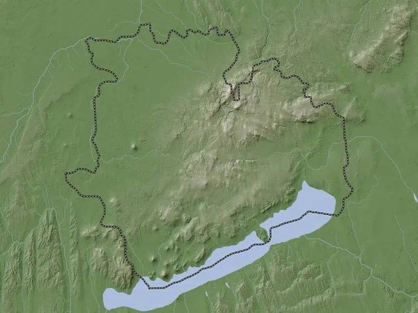 Veszprem, county of Hungary. Elevation map colored in wiki style with lakes and rivers