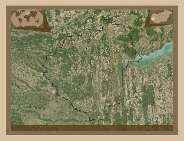 Zala Επαρχία Της Ουγγαρίας Δορυφορικός Χάρτης Χαμηλής Ανάλυσης Γωνιακοί Χάρτες — Φωτογραφία Αρχείου