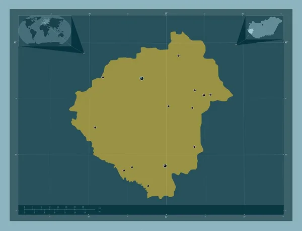 Zala Provincie Van Hongarije Stevige Kleurvorm Locaties Van Grote Steden — Stockfoto